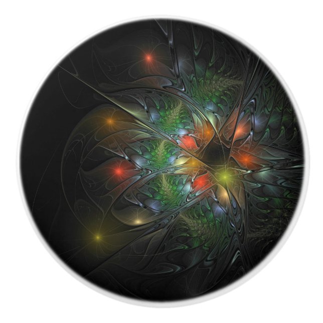 Soft and tenderderness Fraktal Fantasy Blume Keramikknauf (Vorderseite)