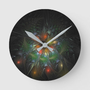 Soft and tenderderness Fraktal Fantasy Blume Runde Wanduhr