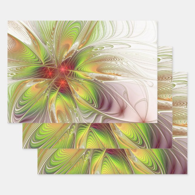 Soft and tenderness fractal fantasy flowers geschenkpapier set (Set)