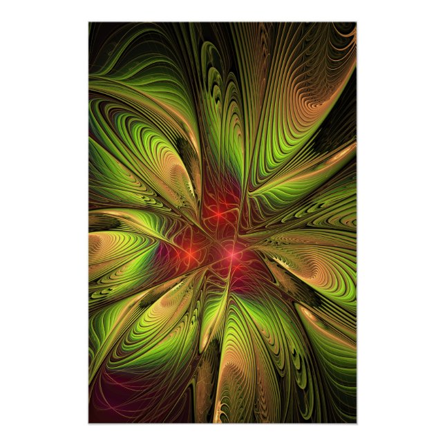 Soft and tenderness fractal fantasy flowers poster (Vorderseite)