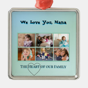 Soft Aqua 6-Foto Nana-Tribut Ornament Aus Metall