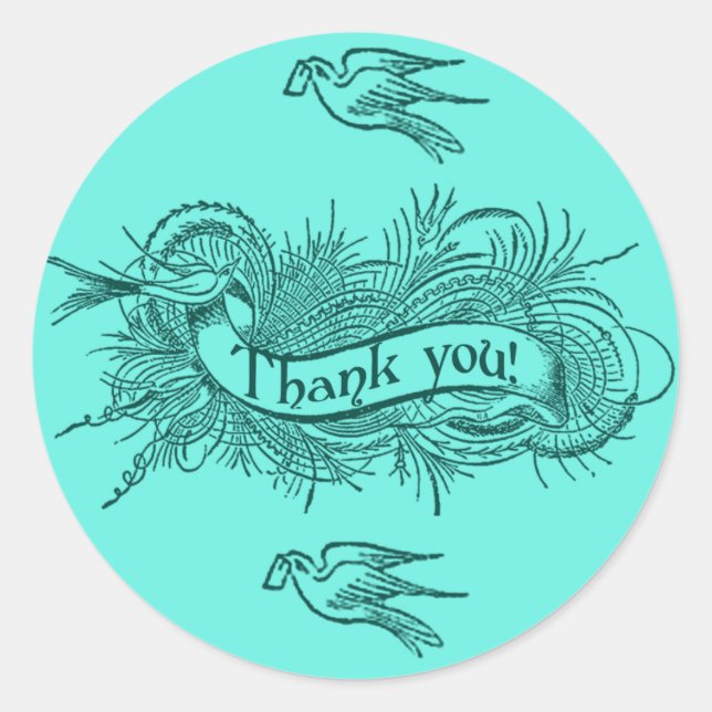 Soft Aqua Blue Danke Stickers (Vorderseite)