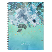 Soft Aqua Blue Türkis Aqua Floral ihr
