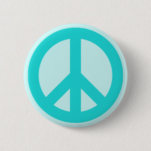 Soft Aqua Peace Symbol Button