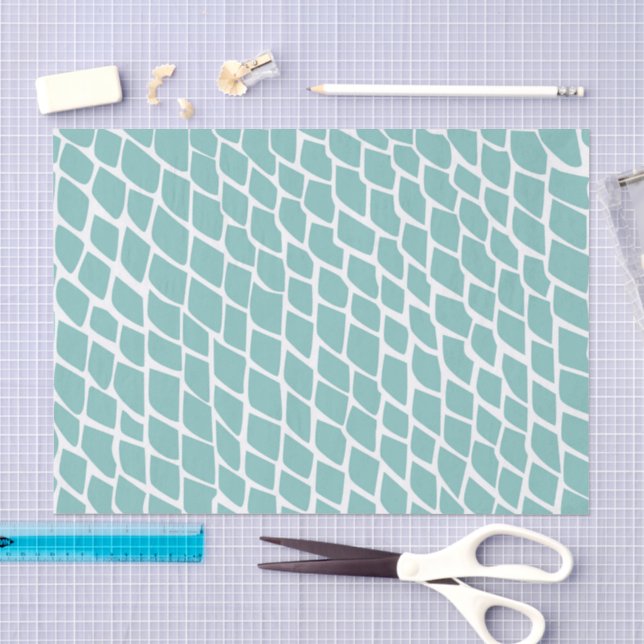 Soft Aqua White Fish Scales Mermaid Decoupage Seidenpapier (Handwerk)
