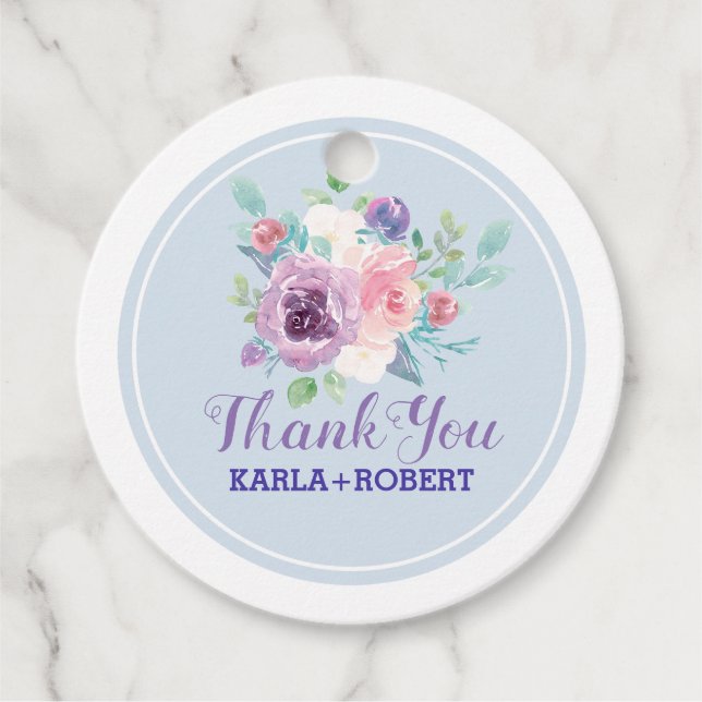 Soft Aquarellfarben Blume mit Bluetext Geschenkanhänger (Vorderseite)