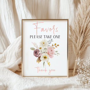 Soft Autumn Frühling Florale Gefallen Babyparty-Sc Poster