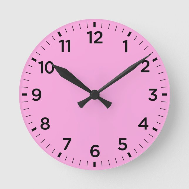 Soft Baby Pink Glanz Minimalistische Uhr (Vorderseite)