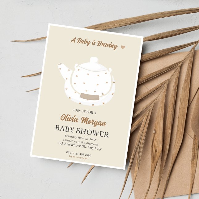 Soft Baby Shower Tee Party Teekanne Einladungskart Einladung (Von Creator hochgeladen)