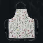 Soft Beige Butterfly & Wildflower Seamless Pattern Schürze<br><div class="desc">This delicate seamless pattern features graceful butterflies surrounded by charming wildflowers and soft green foliage on a warm beige background. The butterflies appear in muted gray and earthy brown tones, each with detailed wing patterns that add elegance and movement to the design. Scattered among them are small blooms in burgundy,...</div>