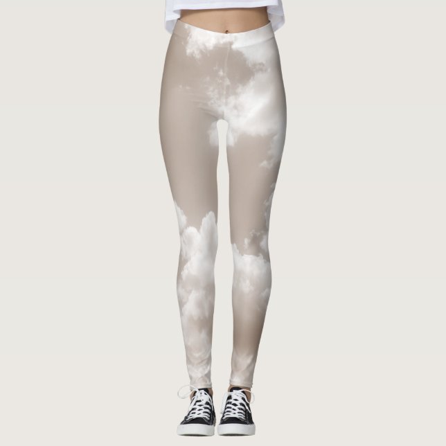 Soft Beige Clouds 5 #clouds #art Leggings (Vorderseite)