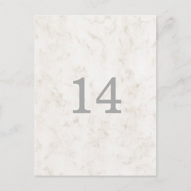 Soft Beige Elegante Marmorbäume Tischnummer (Vorderseite)
