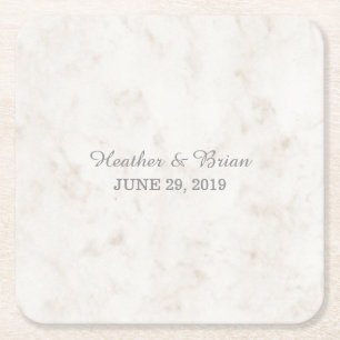 Soft Beige Elegante Marmorhochzeit Rechteckiger Pappuntersetzer