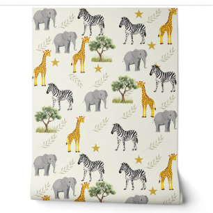 Soft Beige Safari Kinderzimmer Wallpaper - Dschung Tapete
