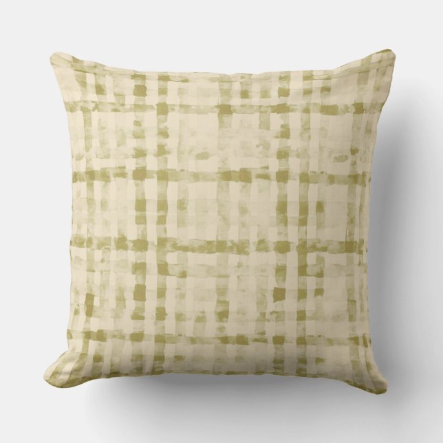 Soft Beigi, Khaki Checkered Pattern,Simple, Modern Kissen (Vorderseite)