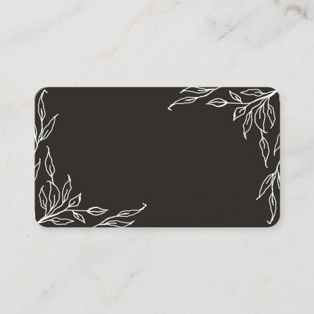 Soft Black Leaf Motif Erntedank Flat Platzkarte (Vorderseite)