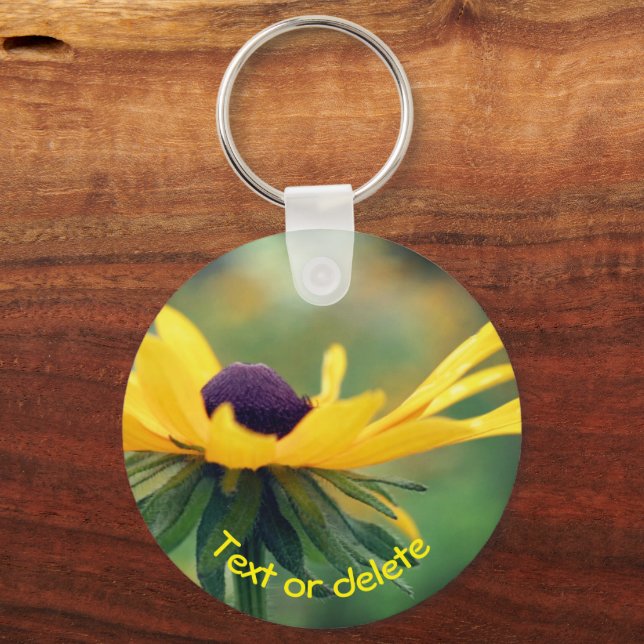 Soft Black Mit Augen Susan Blume Personalisiert Schlüsselanhänger (Vorderseite)