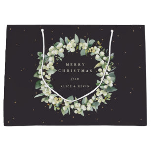 Soft Black Snowberry+Eukalyptus Christmas/Holiday Große Geschenktüte