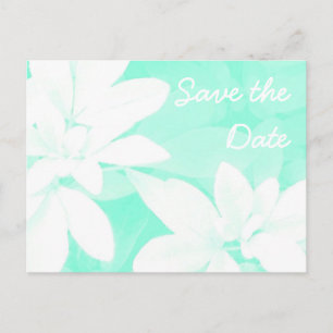 Soft Blätter Aqua 'Save the Date' Postkarte