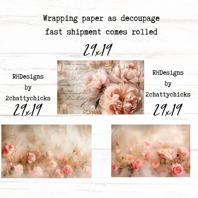 Soft Bloom Peach French Wrapping Decoupage Papers Geschenkpapier Set (Von Creator hochgeladen)