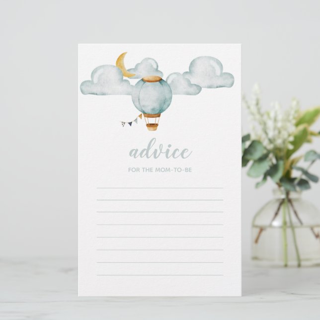 Soft Blue Advice für die Mama-to-be-Karte - Baby (Stehend Vorderseite)