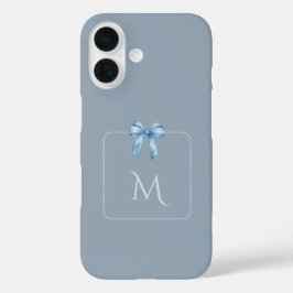 Soft Blue Aesthetic Bow with Custom Name Case-Mate iPhone 16 Hülle
