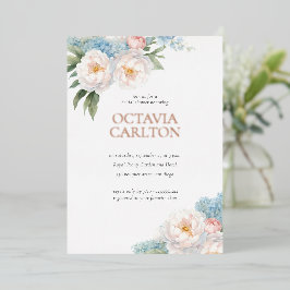 Soft Blue and Pink Flowers classic Bridal Shower Folieneinladung