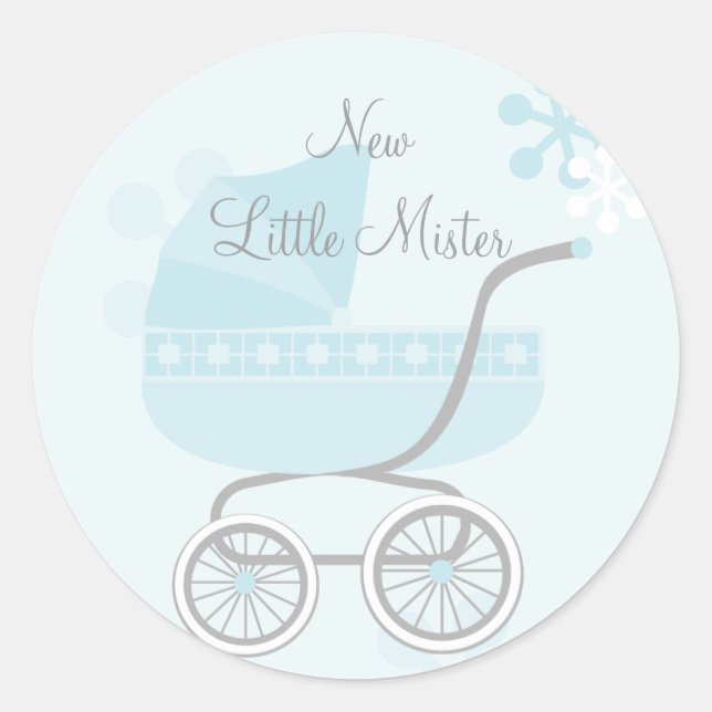 Soft Blue Baby Buggy Runder Aufkleber (Vorderseite)