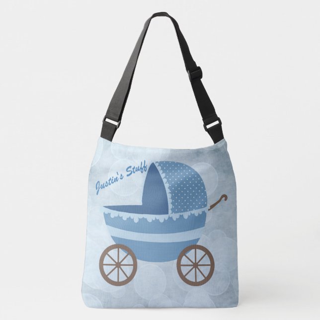 Soft Blue Baby Carriage Bokeh Tragetaschen Mit Langen Trägern (Vorderseite)