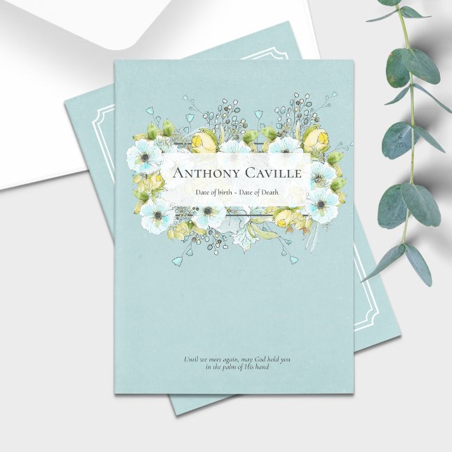 Soft Blue Beerdigung Programm - Beerdigungsdienst (Funeral Program Funeral Order of Service)
