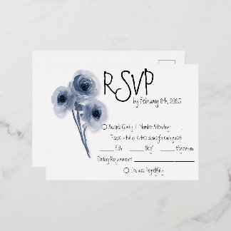 Soft Blue Blume Wedding RSVP Card Folie Einladungspostkarte