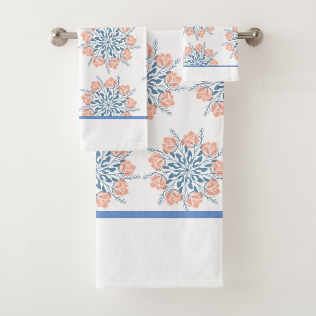 Soft Blue Blumenhandtuch Badhandtuch Set (Insitu)
