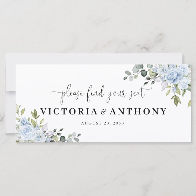 Soft Blue Botanical Wedding Head Table Sign (Vorderseite)