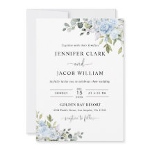 Soft Blue Botanical Wedding Invitation