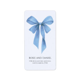Soft Blue Bow Boy Baby Shower Return Address Adressaufkleber