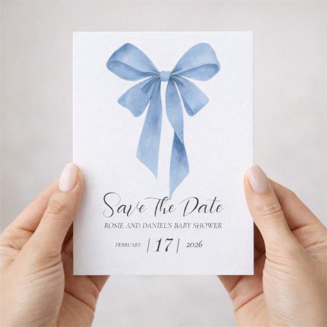 Soft Blue Bow Boy Baby Shower Save The Date (Soft Blue Bow Boy Baby Shower Save The Date)