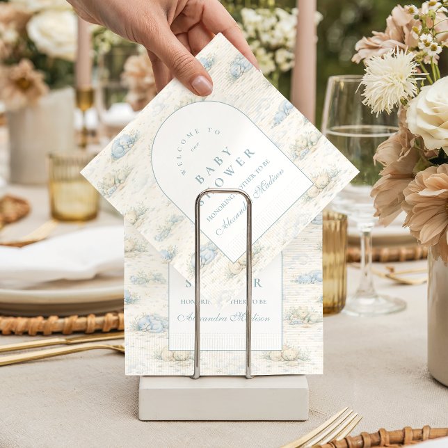 Soft Blue Dino Baby Shower Serviette (Von Creator hochgeladen)