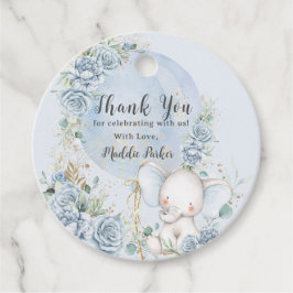 Soft Blue Floral Ballon Elephant Boy Baby Dusche Geschenkanhänger