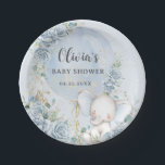 Soft Blue Floral Ballon Elephant Boy Baby Dusche Pappteller<br><div class="desc">Personalisieren Sie diese whimsical Baby-Duschpapierplatte einfach und schnell, klicken Sie einfach auf den Knopf Weiter, um die Texte zu bearbeiten, ändern Sie Schriftart und Schriftart Farben. Diese bezaubernde Einladung wurde entworfen, um das Wesen der Freude und Vorfreude zu erfassen. Begleitet wird sie von der sanften Eleganz der babyblauen Rose und...</div>