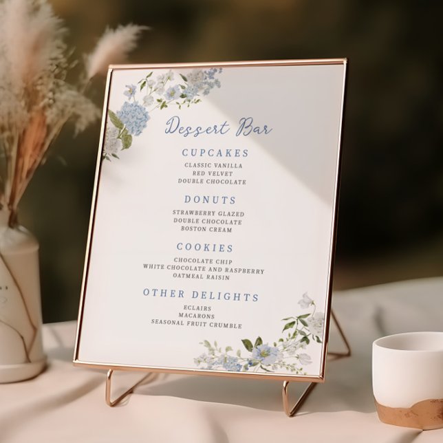 Soft Blue Floral Dessert Bar Poster (Von Creator hochgeladen)