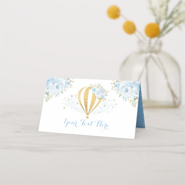 Soft Blue Floral Hot Air Ballon Erlebnisdusche Platzkarte (Vorderseite)