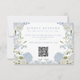 Soft Blue Floral Wedding RSVP Karte
