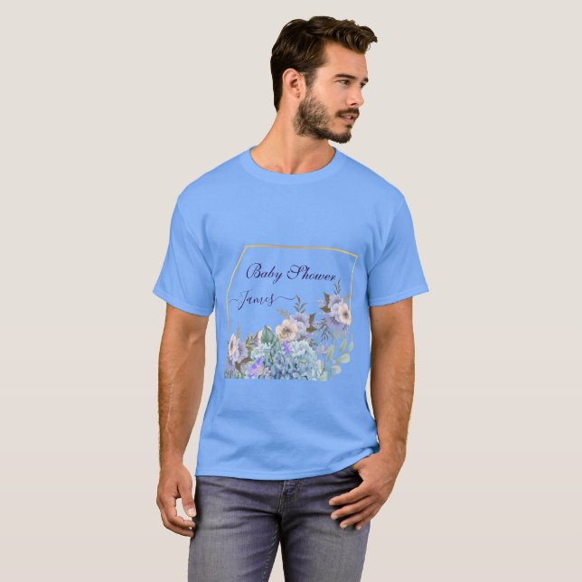 Soft Blue Flowers Buds Hydrangea Lilac Baby Dusche T-Shirt (Vorne ganz)