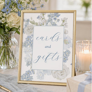 Soft Blue Flowers Karten und Geschenke Schild