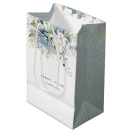 Soft Blue Green Succulent Floral Botanical Wedding Mittlere Geschenktüte