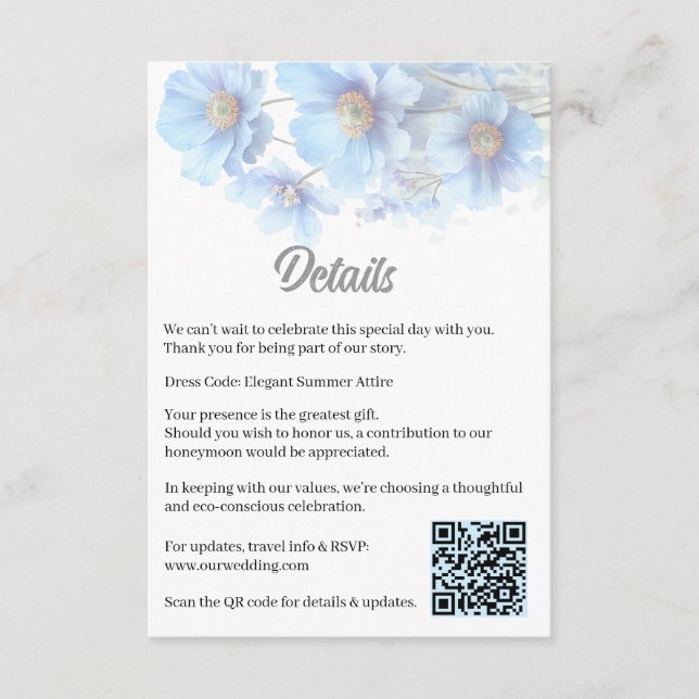 Soft Blue Himalayan Poppy Flower Garden Wedding  Begleitkarte (Vorderseite)