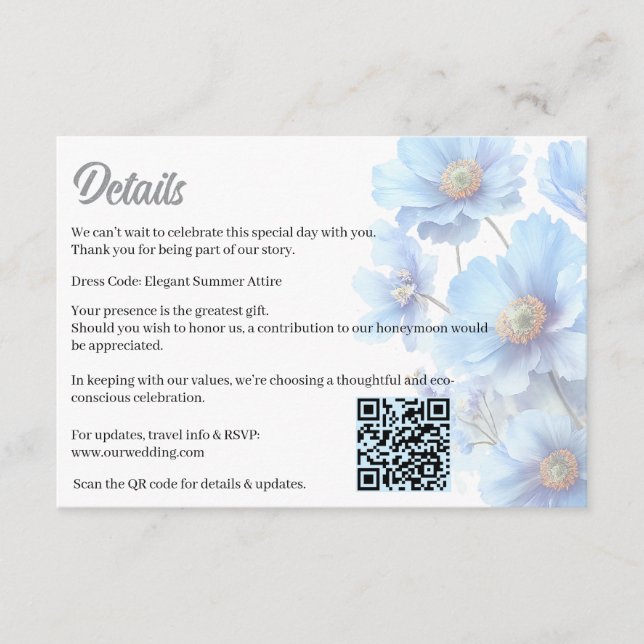 Soft Blue Himalayan Poppy Flower Garden Wedding  Begleitkarte (Vorderseite)