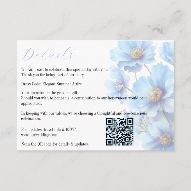 Soft Blue Himalayan Poppy Flower Garden Wedding  Begleitkarte (Vorderseite)