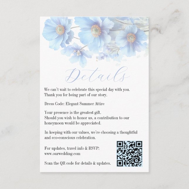 Soft Blue Himalayan Poppy Flower Garden Wedding  Begleitkarte (Vorderseite)