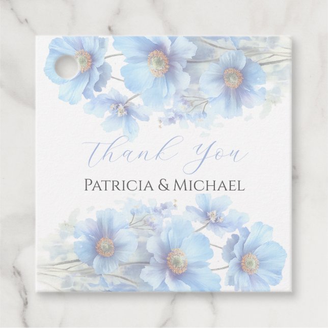 Soft Blue Himalayan Poppy Flower Garden Wedding  Geschenkanhänger (Vorderseite)